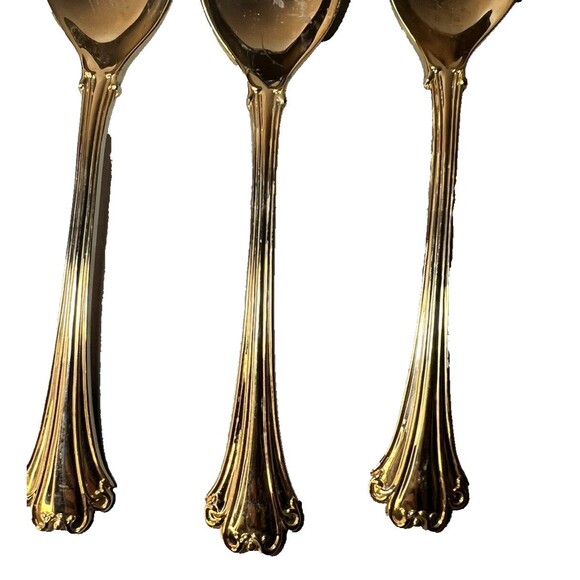 FB Rogers Golden Plated Electroplate American Chipendale 4 Spoons Tbsp - Picture 3 of 16